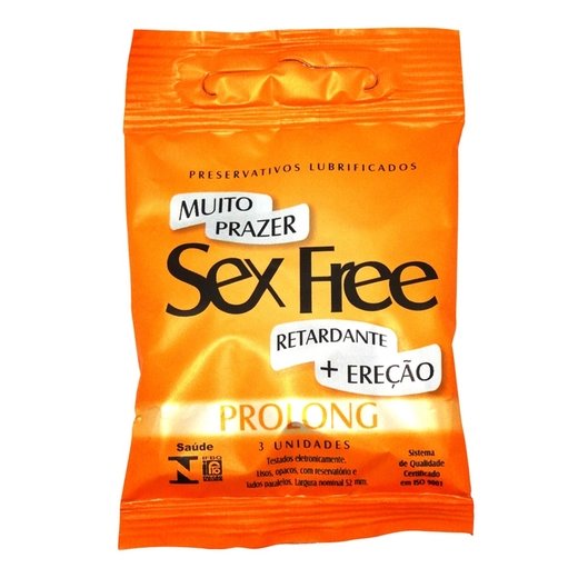 PRESERVATIVO LUBRIFICADO MUITO PRAZER SEX FREE RETARDANTE + EREÇÃO PRO - 3 UNIDADES
