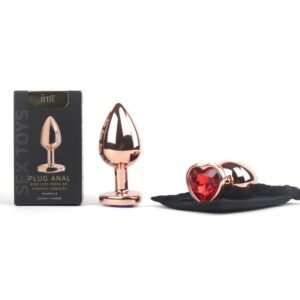 PLUG ANAL ROSE NO TAMANHO P – M – G. COM PEDRA BRILHANTE NA BASE EM FORMATO DE CORAÇÃO – INTT TOYS