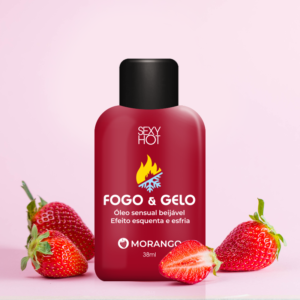 Fogo e Gelo Morango – Óleo Excitante Beijável Esquenta e Esfria – 38ml