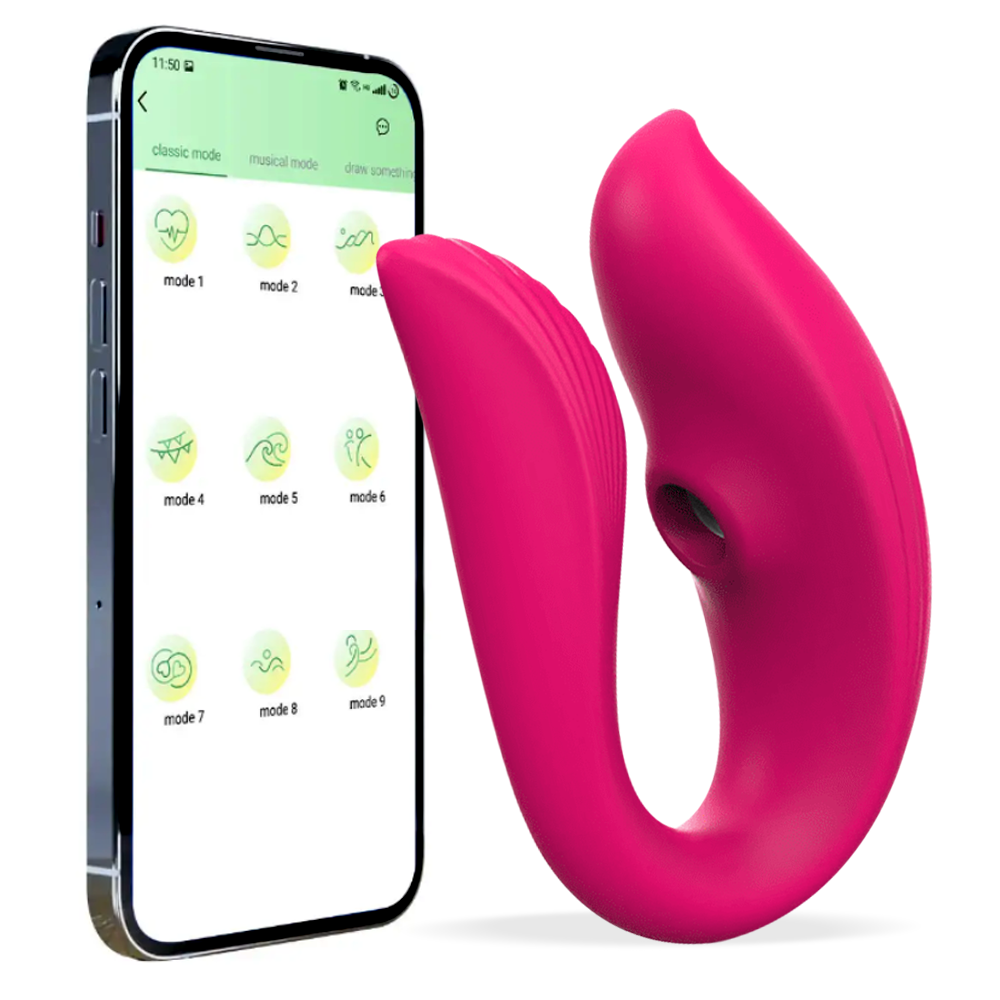 Vibrador de Casal, 10 Modos de Pressão e 10 Modos de Vibração Pink - NÃO CONTROLA POR APLICATICO