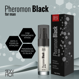 Pheromon Black For Man – Perfume com Feromônio Masculino 15ml – Inspirado no 212 Black