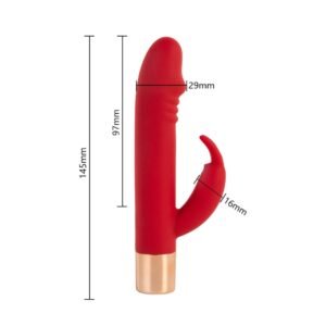 Vibrador Jack Rabbit Formato Glande com Estimulador Coelhinho 7 Modos de Vibração Vermelho – ME434