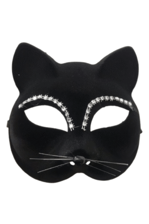 Máscara Gatinha Preta com Detalhes Brilhantes