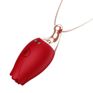 Colar com Vibrador em Formato de Rosa 10 Modos de Vibração Recarregável