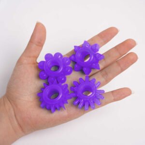 Kit Com 4 Anéis Peniano Em Silicone Ajustáveis Roxo